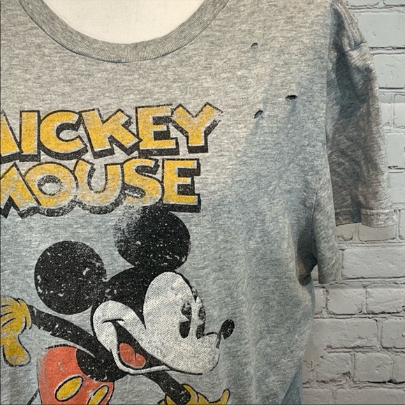 DISNEY Distressed Upcycled Mickey Mouse T-Shirt - Picture 3 of 6